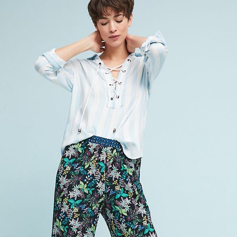Anthropologie Rails Striped Lace-Up Shirt new - Picture 3 of 10